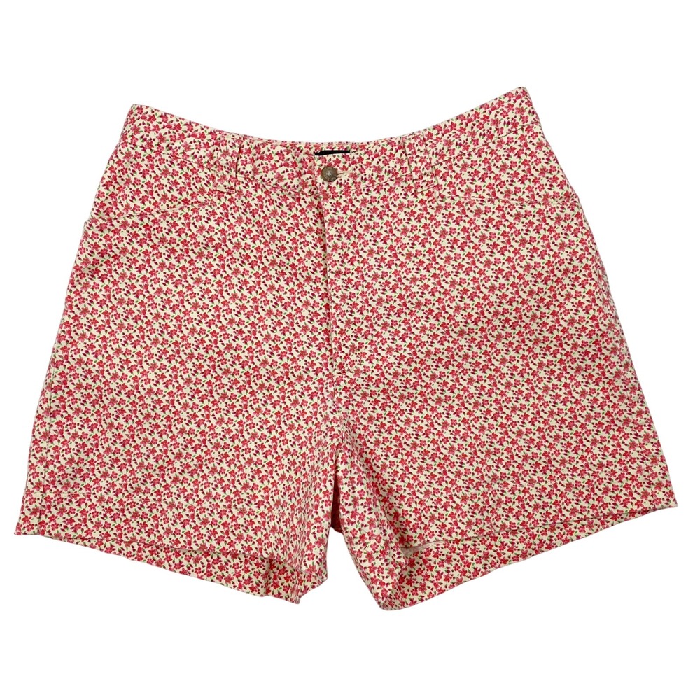 Lee Ditsy Floral High Rise Cotton Stretch Casual Mom‎ Shorts Womens 12M Pink Red